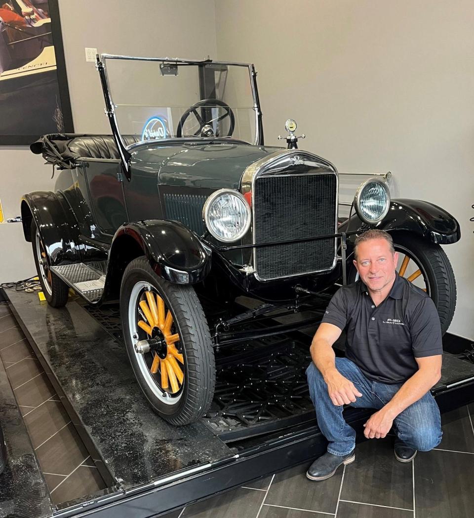 Dave Pericak is platform director for Ford’s Electric Trucks program. He just purchased a 1927 green Model T pictured here.  His friend, Jay Leno, taught him how to drive it.