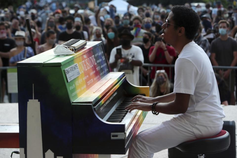 A voter registration recital at the Brooklyn Public Library in New York.