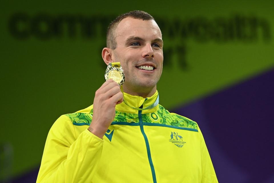 Kyle Chalmers, pictured here after the 100m freestyle final at the Commonwealth Games.
