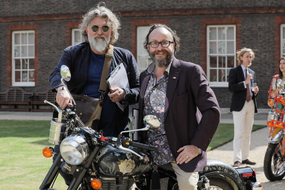 London, UK. 28th June, 2018. The Hairy Bikers amongst the judges of the dazzling Concours d’éléphant, a fleet of customised vehicles, at the Royal Hospital Chelsea - Credit: amanda rose/Alamy Live News