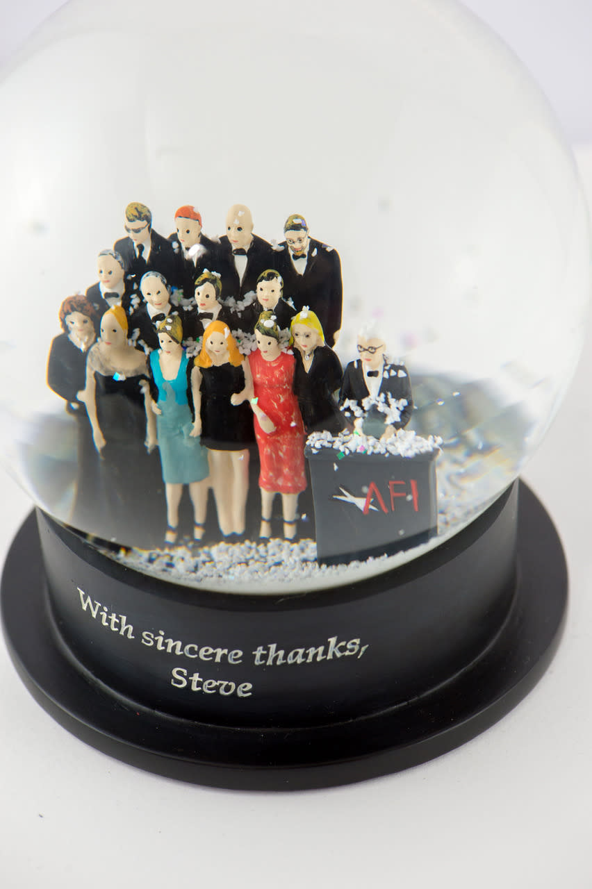 Pictured: Snow globes made for Steve Martin's AFI award. Image: Queen of Snow Globes