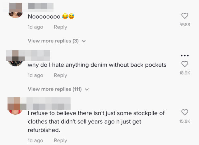 A Woman Found Jeans With No Butt Pockets Just Like In The '00s And