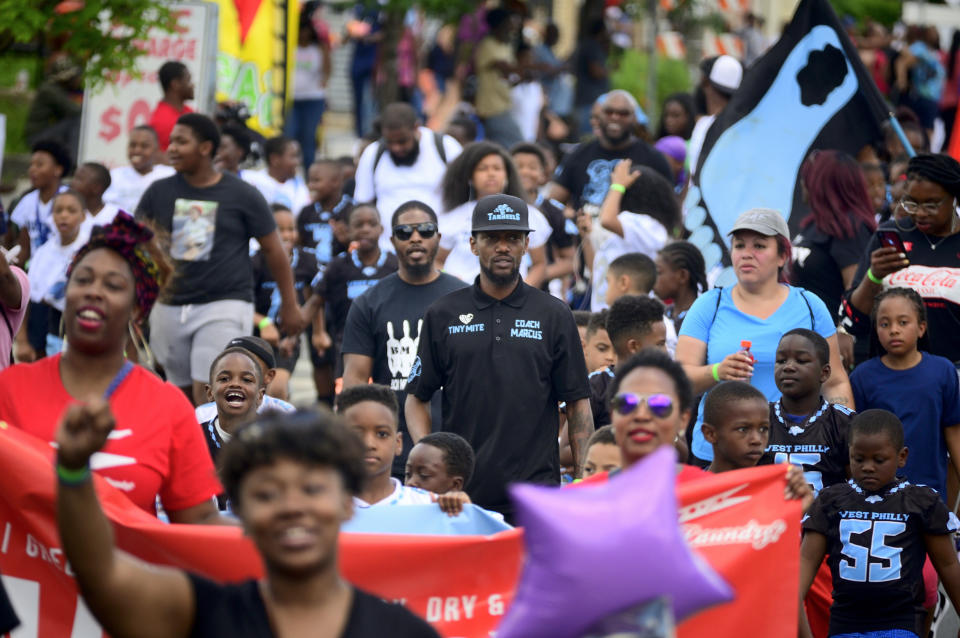 Elected officials, community leaders, youth and drum and marching bands take part in the second annual Juneteenth Parade, in Philadelphia, PA on June 22, 2019 in the week that Juneteenth was declared an official state holiday by Pennsylvania Governor Tom Wolf. Juneteenth National Freedom Day commemorates the announcement of abolition of slavery on June 19, 1865. (Photo by Bastiaan Slabbers/NurPhoto via Getty Images)