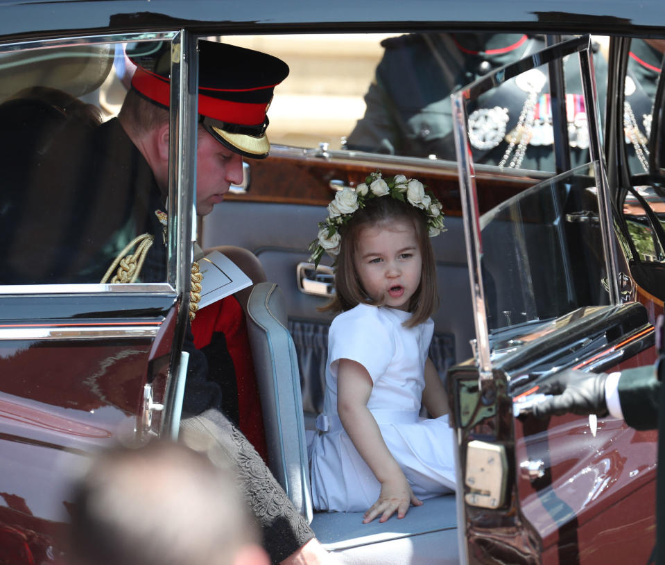 William and daughter Charlotte at Meghan and Harry's wedding last year [Photo: Getty]