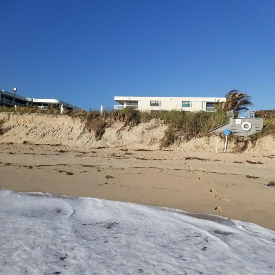 The effects of Feb. 6 erosion are seen along the beach next to the Dorchester condominium on the south end of Palm Beach.