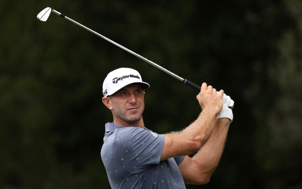  Dustin Johnson of the United States plays his shot from the second tee during the first round of the TOUR Championship at East Lake Golf Club on September 02, 2021 in Atlanta - Getty Images