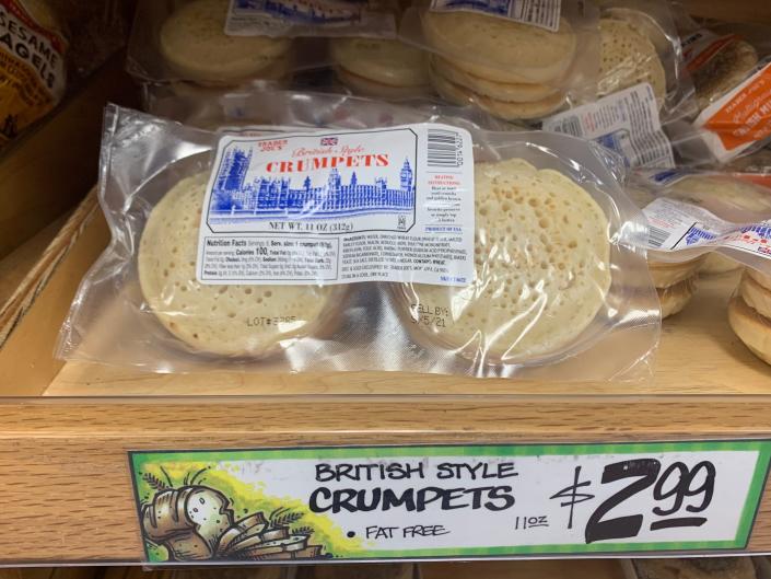 british style crumpets on the shelves at trader joes