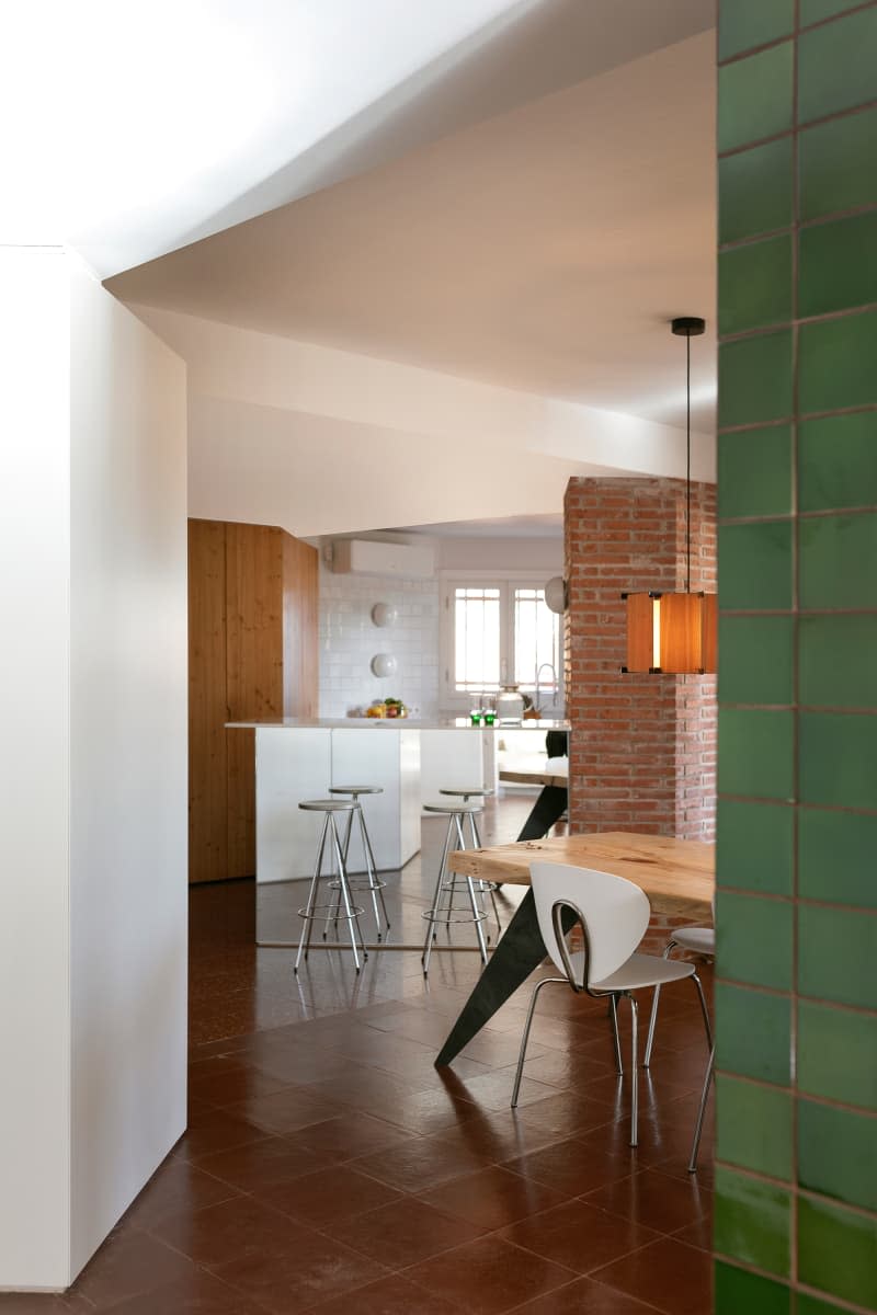 Bar stools in kitchen.