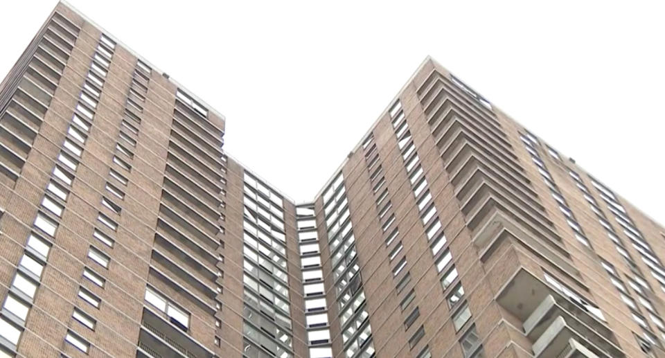 Pictured is Manhattan Plaza, where the boy fell from. Source: CBS