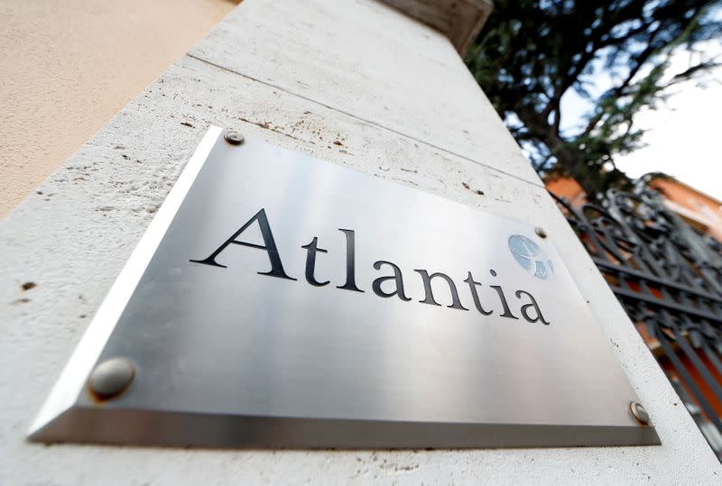 FILE PHOTO: A logo of the Atlantia Group is seen outside their headquarters in Rome