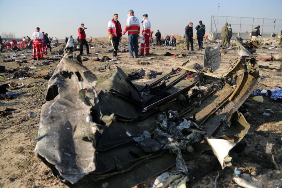 The wreckage of the plane crash in Iran | Fatemeh Bahrami/Anadolu Agency via Getty Images