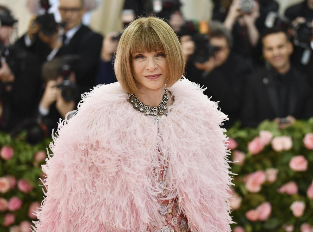 Anna Wintour arrives at The Metropolitan Museum of Art's Costume Institute benefit gala celebrating the opening of the "Camp: Notes on Fashion" exhibition on Monday, May 6, 2019, in New York. (Photo by Charles Sykes/Invision/AP)