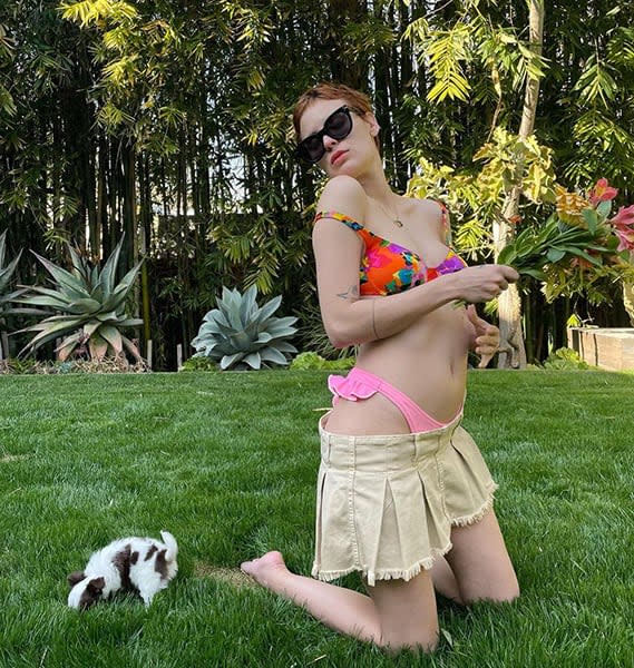 tallulah willis wearing bikini in garden