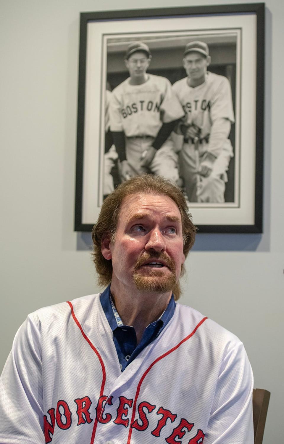 Red Sox great Wade Boggs speaks to reporters Thursday in a Polar Park suite.