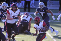 San Diego State running back Jordan Byrd (15) runs against Nevada the second half of an NCAA college football game Saturday, Nov. 21, 2020, in Reno, Nev. (AP Photo/Lance Iversen)