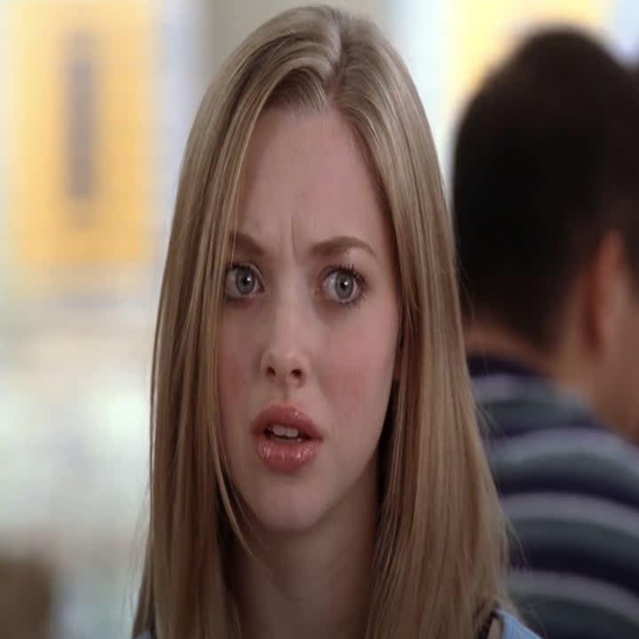 Amanda Seyfried as Karen, looking confused