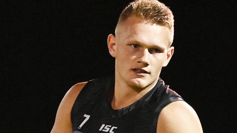 Collingwood player Adam Treloar is pictured during an AFL match.
