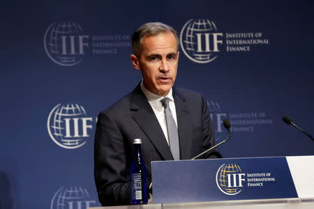 Bank of England Governor Mark Carney speaks at 2017 Institute of International Finance (IIF) policy summit in Washington, U.S., April 20, 2017. REUTERS/Yuri Gripas