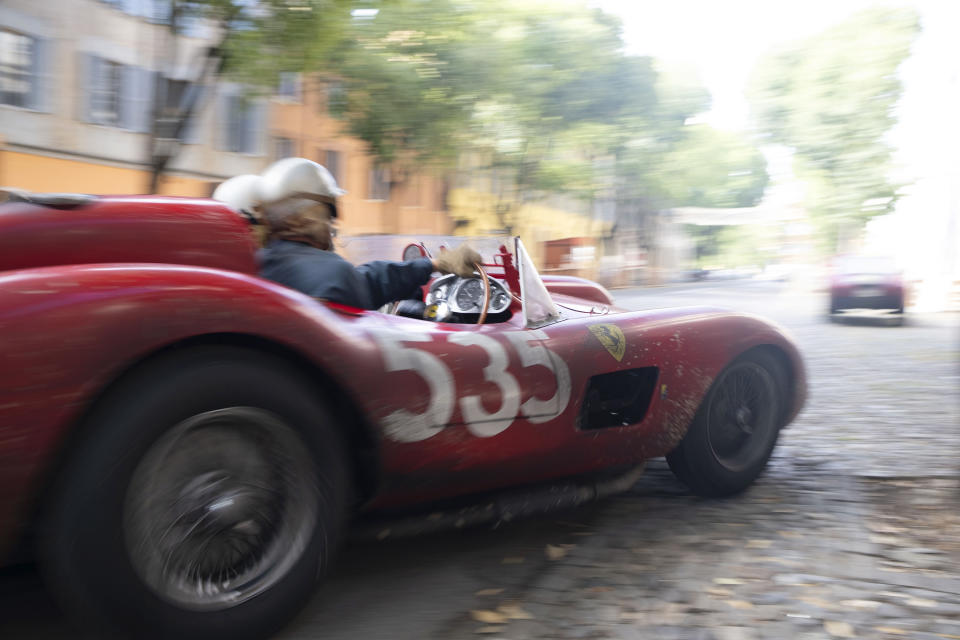 This image released by Neon shows a scene from "Ferrari." (Eros Hoagland/Leon via AP)