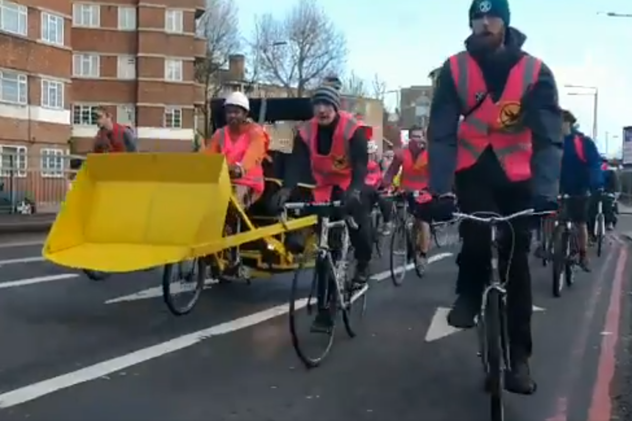 Extinction Rebellion activists are cycling to Heathrow Airport en masse to protest a third runway: Extinction Rebellion London