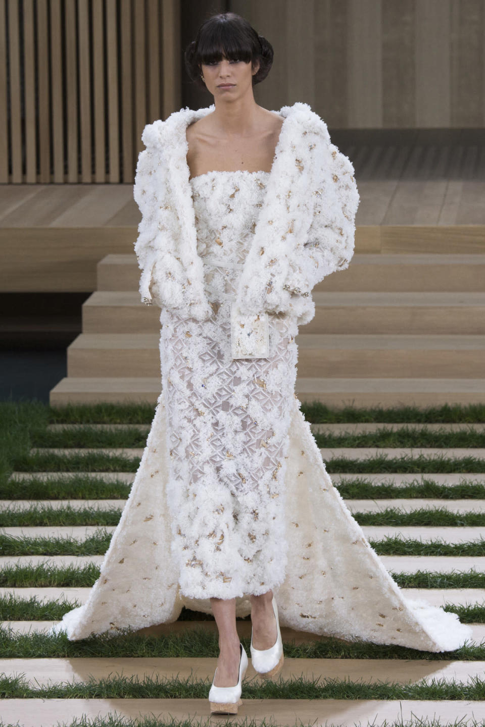 Mica Arganaraz as the bride at the Chanel Haute Couture show. 