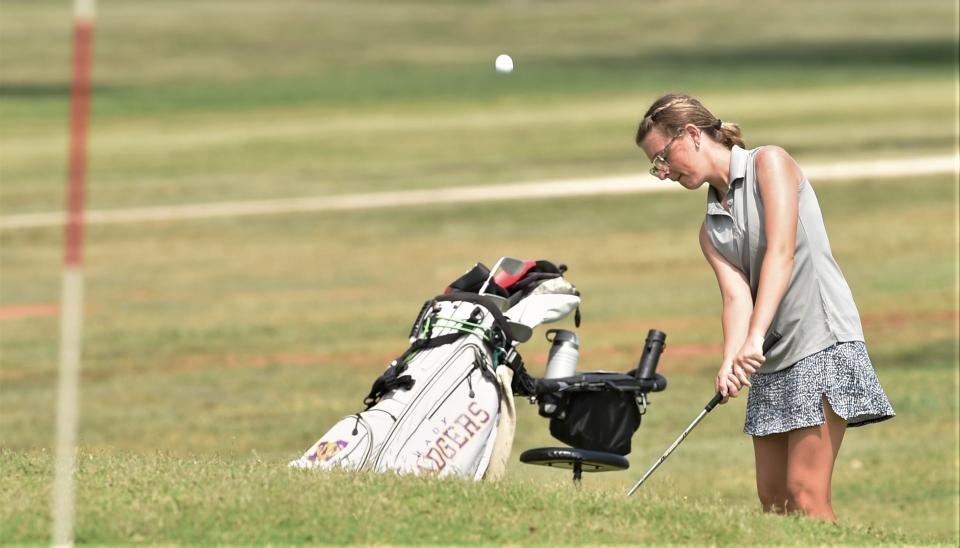 Merkel's Haylee Deen hits onto the green at No. 1 during the West Texas Junior Champions Tour on Thursday at Maxwell Golf Course.