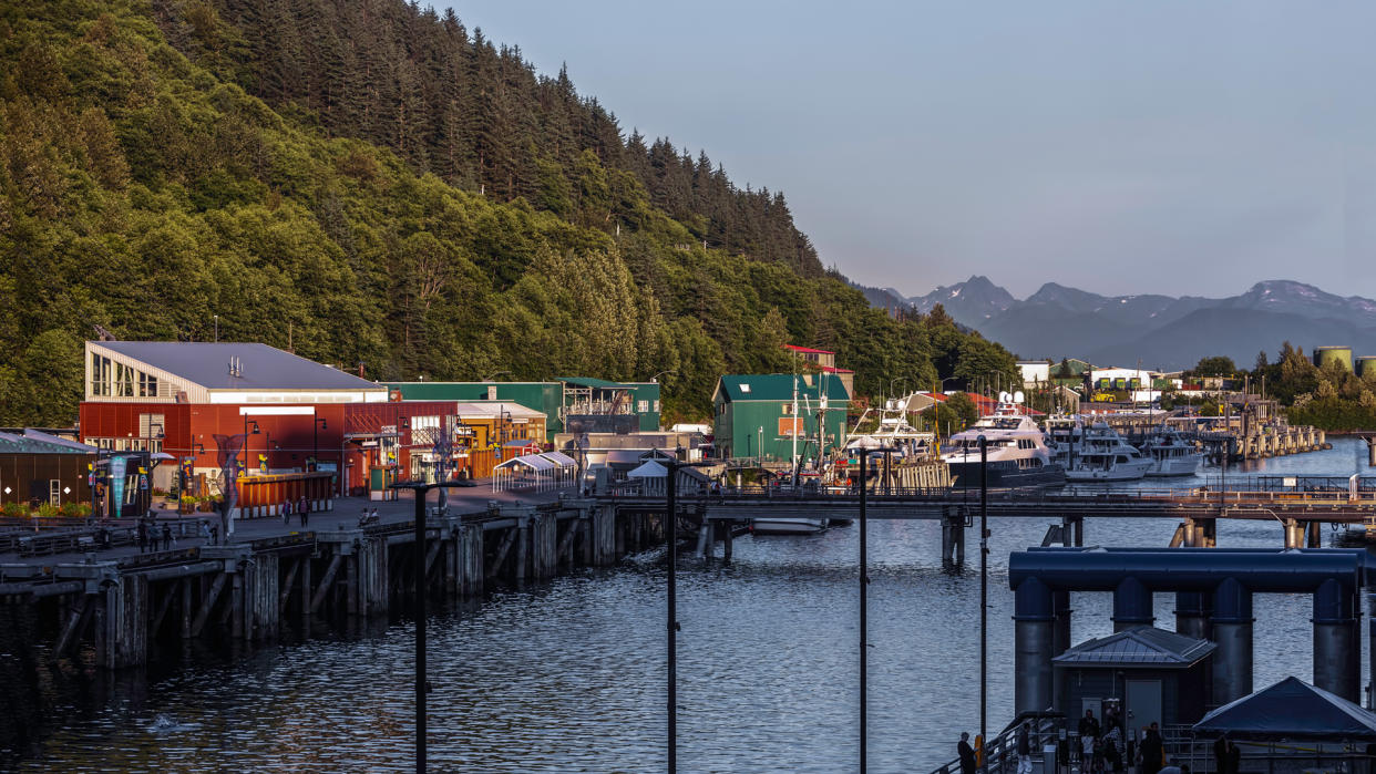 Beautiful view along the dock at Anchorage, Alaska - Image.