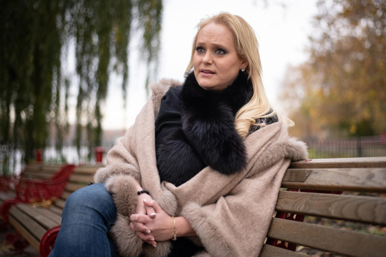 LONDON, ENGLAND - NOVEMBER 19: Tech Entrepreneur Jennifer Arcuri poses for photographs in Battersea Park on November 19, 2019 in London, England. The American businesswoman received a £100,000 government grant for her business, Hacker House. She is now at the centre of a conflict of interest controversy after it was revealed she had a close personal friendship with current Prime Minister Boris Johnson whilst he held the office of Mayor of London. (Photo by Leon Neal/Getty Images)