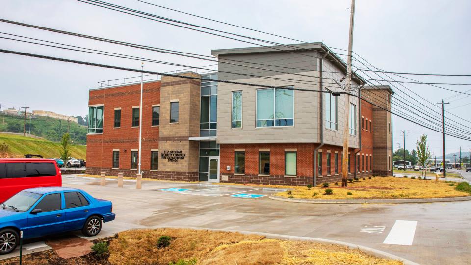 A view of the completed fire station before occupancy in July 2023.