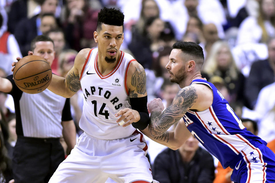 Danny Green（圖左）與JJ Redick。(Frank Gunn/The Canadian Press via AP)