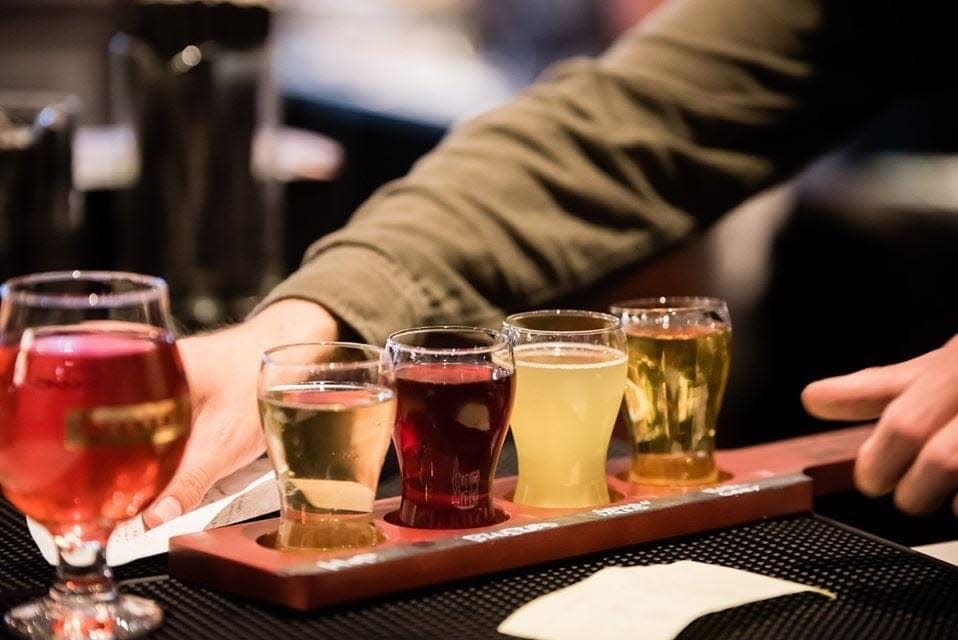 A flight of hard cider at Noble Cider in Asheville.