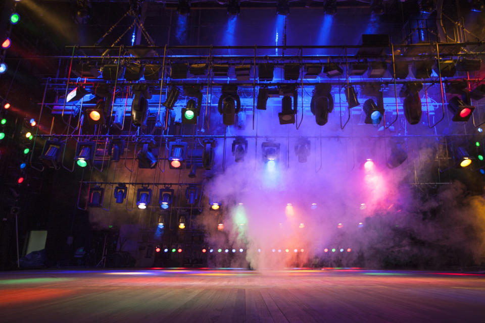 Theatre lights on stage. (Credit: Getty)