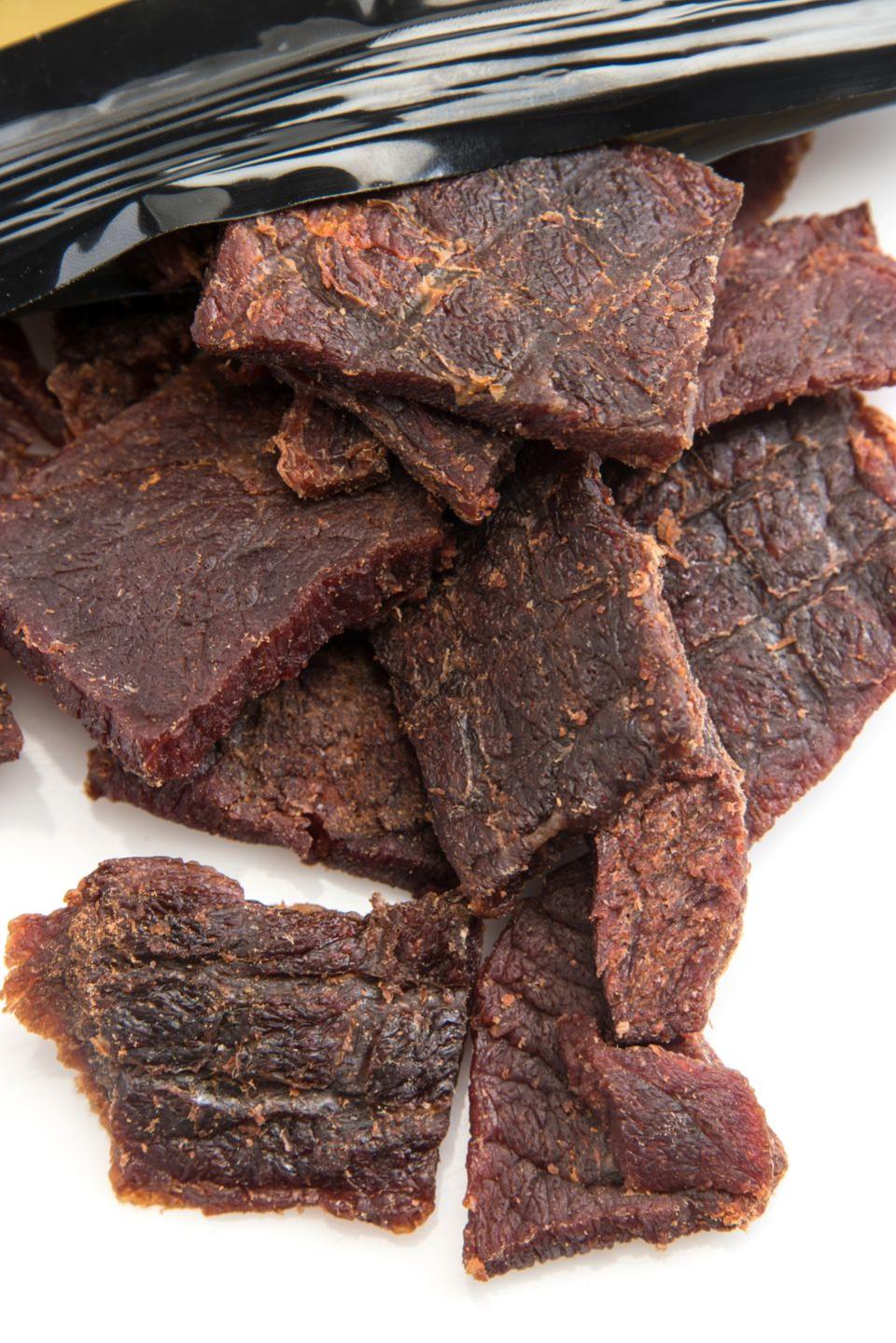 <p>You don't expect a meat snack to contain sweeteners, but some have 10 grams of added sugar per serving, says London. If you love jerky, go for plain versions rather than honey mustard- or barbecue-flavored options.</p><p><em><a href="https://www.goodhousekeeping.com/institute/a26031/healthy-snack-ideas/" rel="nofollow noopener" target="_blank" data-ylk="slk:Your snack should have this many calories »;elm:context_link;itc:0;sec:content-canvas" class="link ">Your snack should have this many calories »</a></em><br></p>