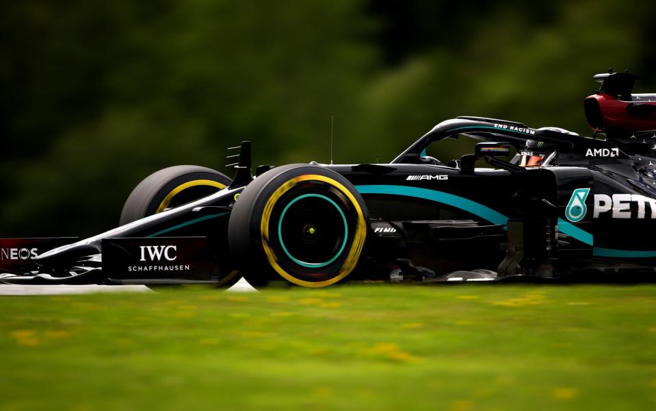 Lewis Hamilton of Great Britain driving the (44) Mercedes AMG Petronas F1 Team Mercedes W11 on the track during practice for the F1 Grand Prix of Austria at Red Bull Ring on July 03, 2020 in Spielberg, Austria - Bryn Lennon/Getty Images