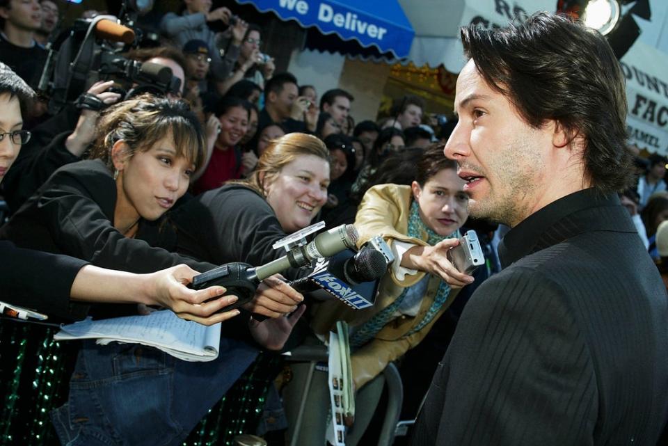 Keanu Reeves at the premiere of ‘The Matrix Reloaded’ on 7 May 2003 in Los Angeles, California (Kevin Winter/Getty Images)