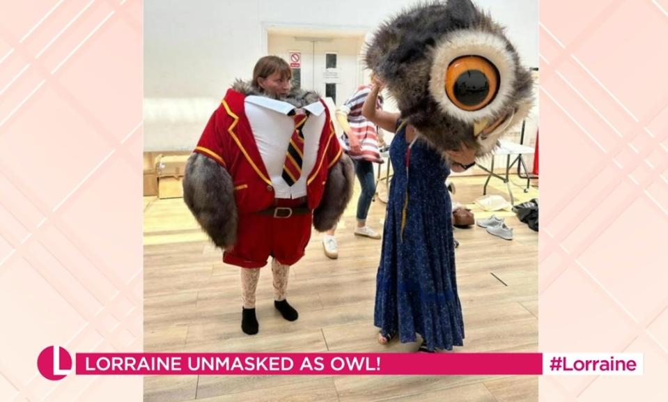 Lorraine reveals secret clues as unveiled as Owl on The Masked Singer