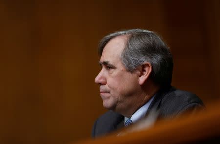 FILE PHOTO: U.S. Sen. Jeff Merkley (D-OR) speaks during a U.S. Senate Committee on Environment and Public Works meeting on Capitol Hill in Washington, U.S. February 7, 2018. REUTERS/Eric Thayer