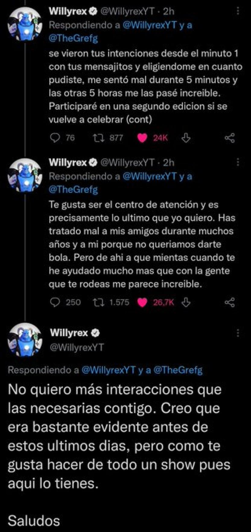 TheGrefg y Willyrex han tenido muchos roces con el tiempo