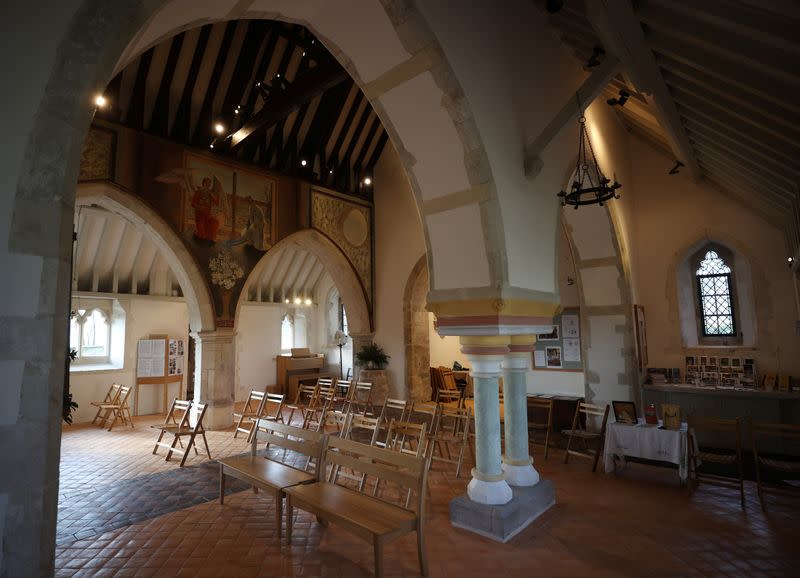 A view inside St Michael and All Angels Church in the village of Berwick near Lewes