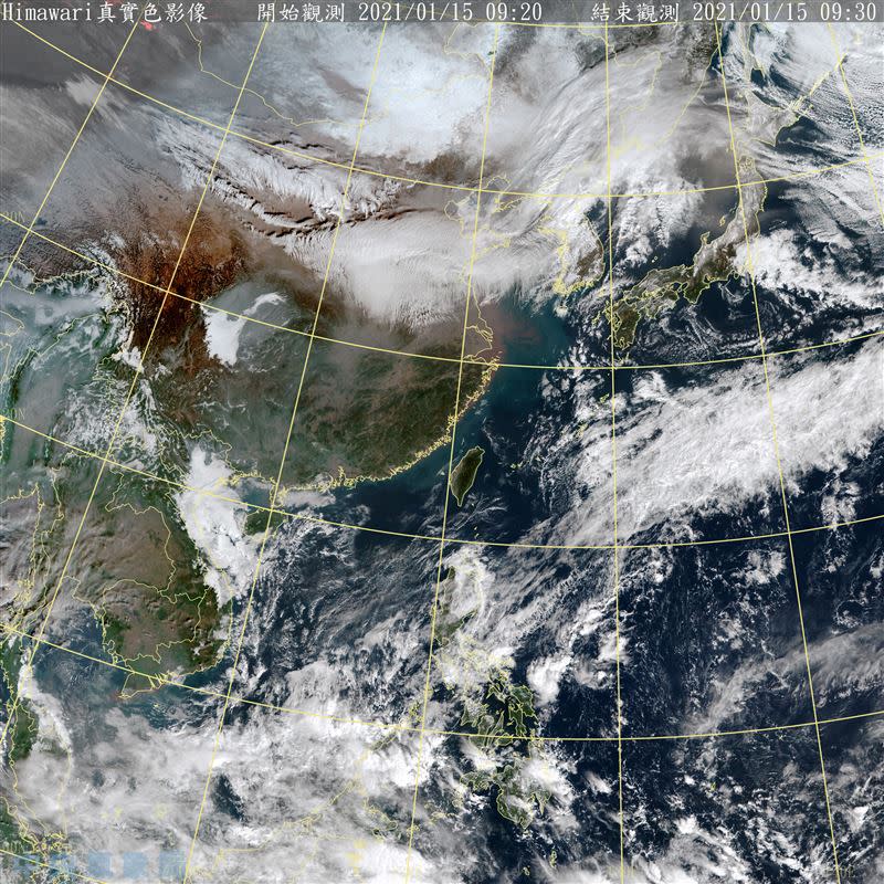 週六（16日）強烈大陸冷氣團南下，北部、東部下探10度。（圖／翻攝自中央氣象局官網）