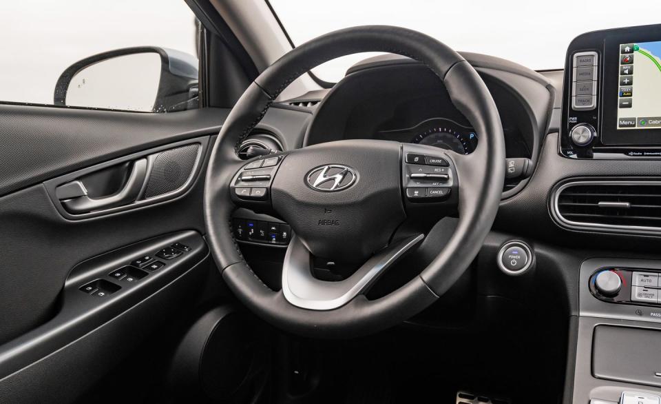 <p>Hyundai's infotainment system is su­peri­or to GM's, with a more logical interface and better EV-specific information and controls. Also credit Hyundai for including DC fast charging as standard on Kona Electrics.</p>