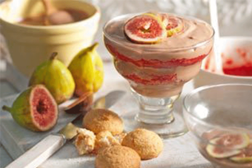 Chocolate Thyme Mousse With Amaretti And Fig