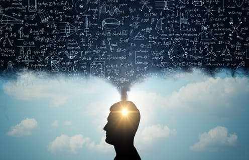 <span class="caption">Maths can describe how we update our views to make a decision based on the information available. </span> <span class="attribution"><a class="link " href="https://www.shutterstock.com/image-photo/silhouette-man-thoughts-form-physicomathematical-formulas-1453763483" rel="nofollow noopener" target="_blank" data-ylk="slk:Triff/Shutterstock;elm:context_link;itc:0;sec:content-canvas">Triff/Shutterstock</a></span>