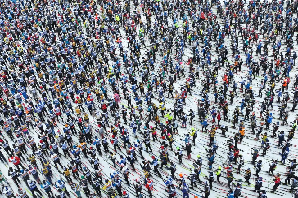 Participants at the start of the men's race. (Ulf Palm/TT News Agency/AFP via Getty Images)