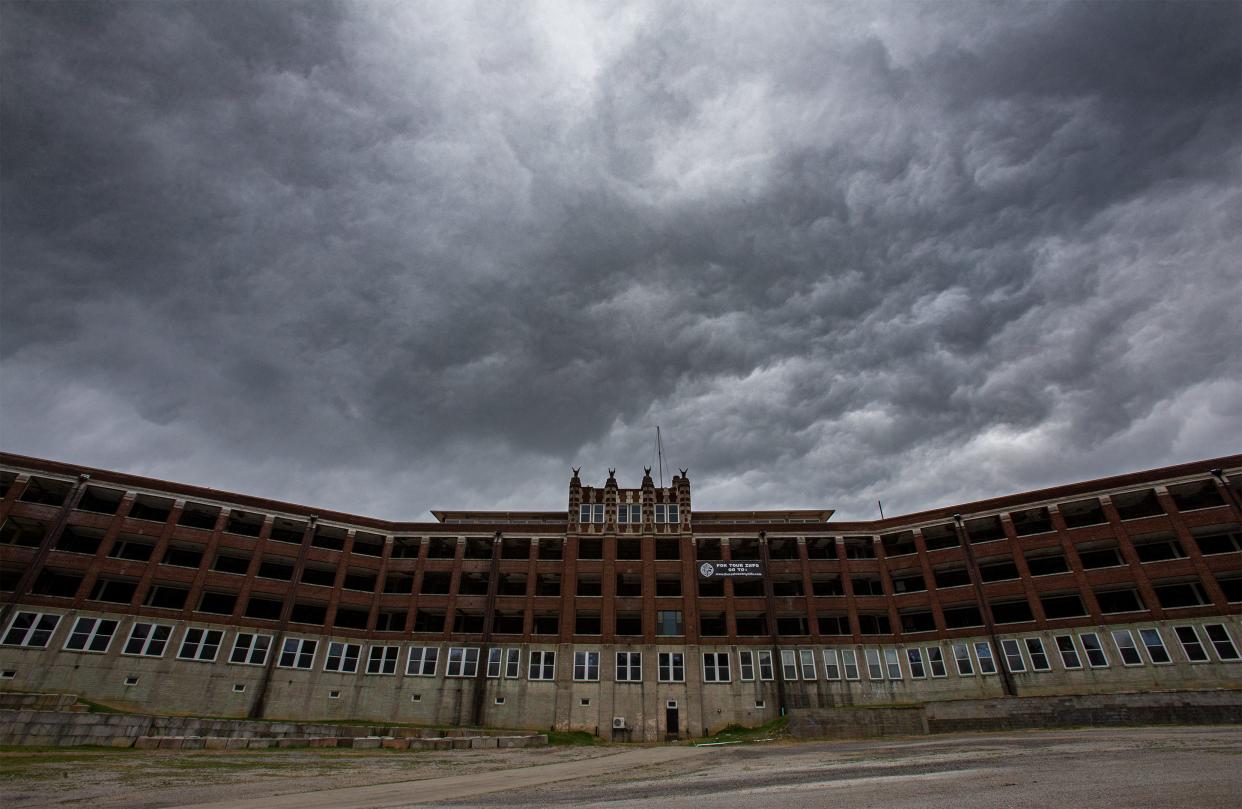 The rear of Waverly Hills Sanitorium had large, open windows and patio areas where tuberculosis patients were encouraged to get fresh air and sunshine to help fight the disease. July 8, 2022
