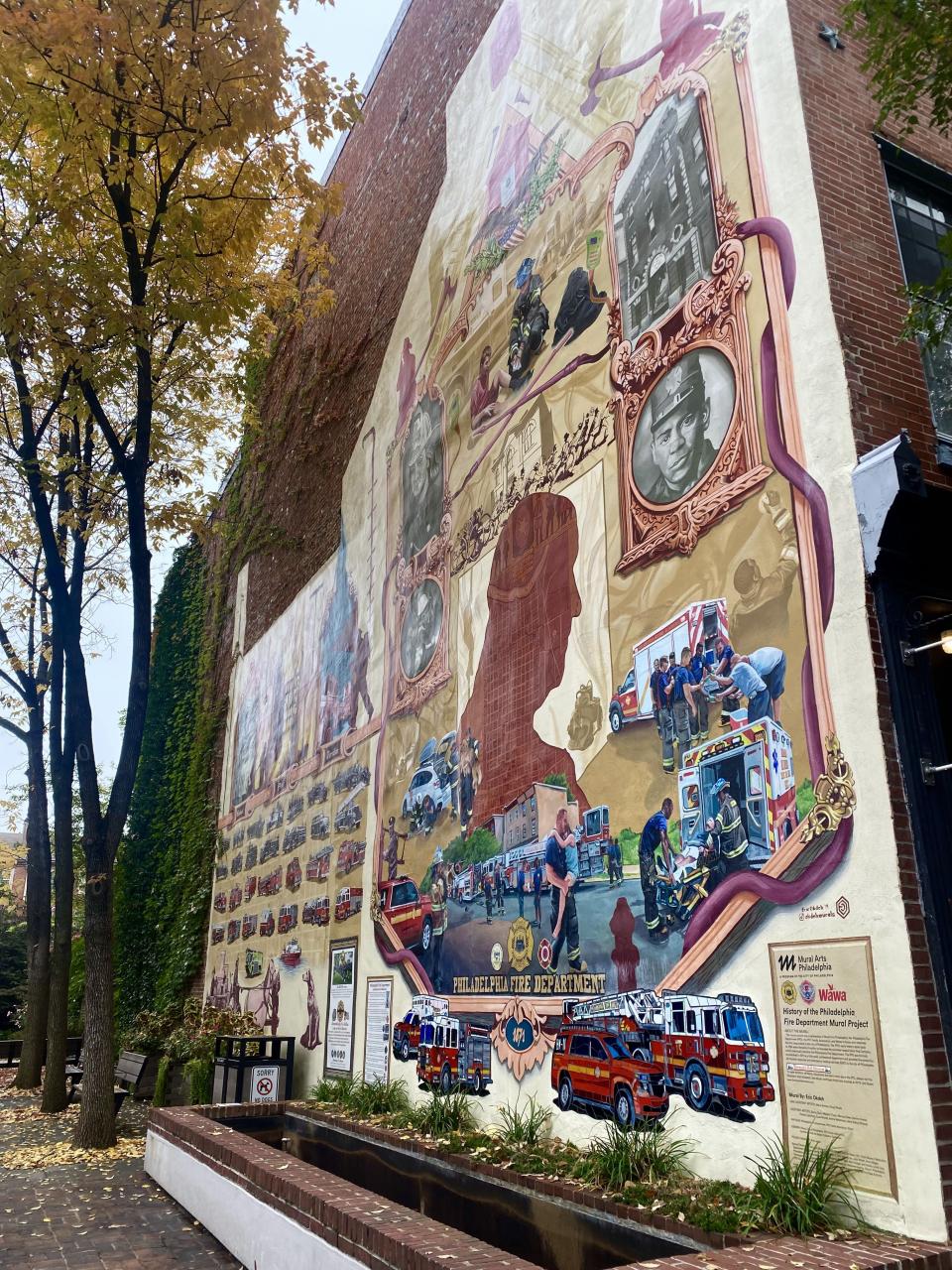 Philadelphia is home to the first volunteer fire company of its kind, and it was founded by Benjamin Franklin. This mural in Old Historic Town memorializes the founder and was available for pedestrians to look at on Oct. 28, 2022. | Sarah Gambles, Deseret News