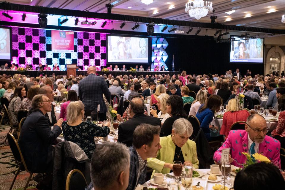 The Galt House East Grand Ballroom was filled with activity on Friday afternoon as the Kentucky Derby Festival held its annual They're Off! Luncheon featuring ESPN's Hannah Storm as the guest speaker. 4/12/19