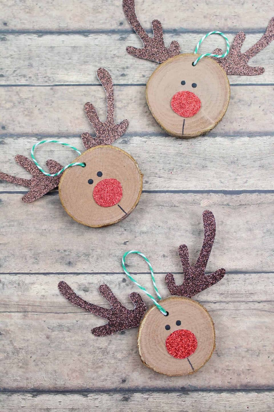 Wooden Rudolph Ornaments