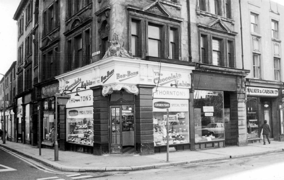 The first Thorton's shop, The Chocolate Kabin, and Walker & Carson, printers and stationers, Norfolk Street, Sheffield (Photo: submitted)