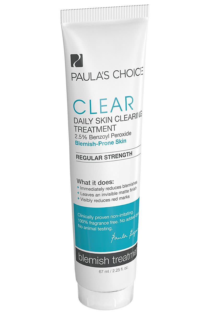 <p>This light lotion keeps fighting bacteria all day while calming redness and dry skin with allantoin. </p><p><strong>Paula's Choice</strong> Clear Daily Skin Clearing Treatment, $18, nordstrom.com. </p><p><a class="link " href="https://go.redirectingat.com?id=74968X1596630&url=http%3A%2F%2Fshop.nordstrom.com%2Fs%2Fpaulas-choice-clear-regular-strength-daily-skin-clearing-treatment%2F4041767&sref=https%3A%2F%2Fwww.harpersbazaar.com%2Fbeauty%2Fskin-care%2Fg11653081%2Fbest-acne-products%2F" rel="nofollow noopener" target="_blank" data-ylk="slk:SHOP;elm:context_link;itc:0;sec:content-canvas">SHOP</a><br></p>